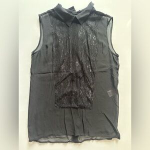 Maje Black Lace Collar Blouse